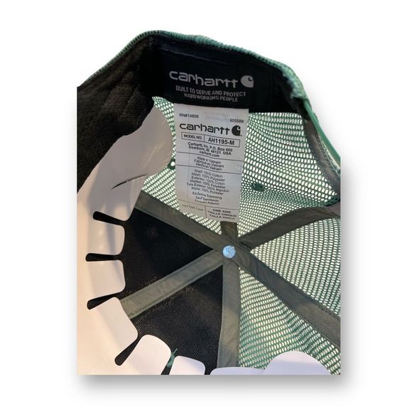 Carhartt Green Orange Canvas Msg Back Logo Graphic Cap Snap Back One Size - Picture 5 of 5